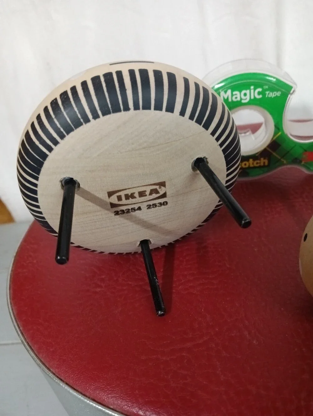 IKEA Natural Wood Figurine Trio with Black and White Accents